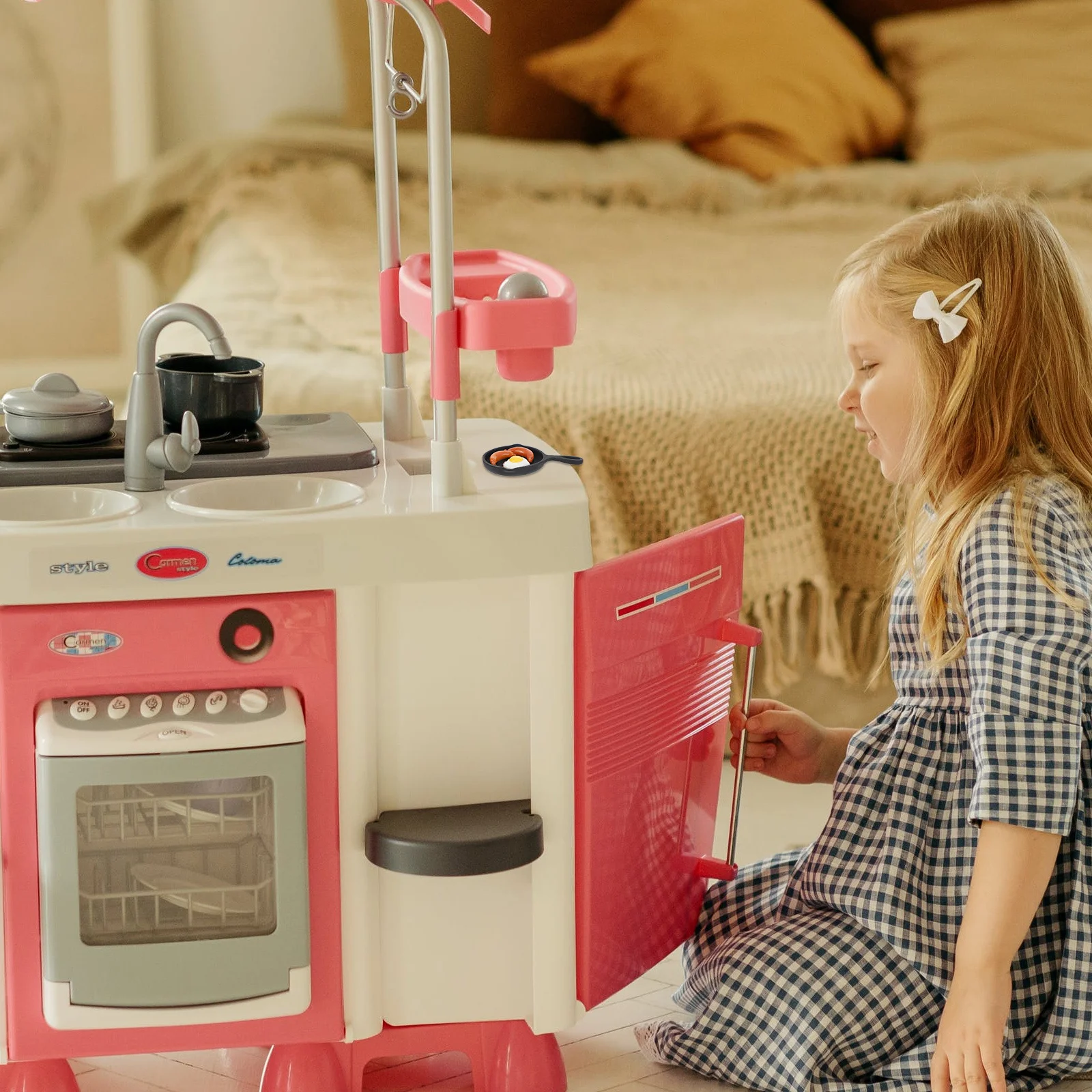 مقلاة صغيرة حديد صغير رائع مقلد البيض لحم الخنزير المقدد الطبخ مصغرة مقلاة حديدية تقليد تجهيزات المطابخ المطبخ المشهد الديكور