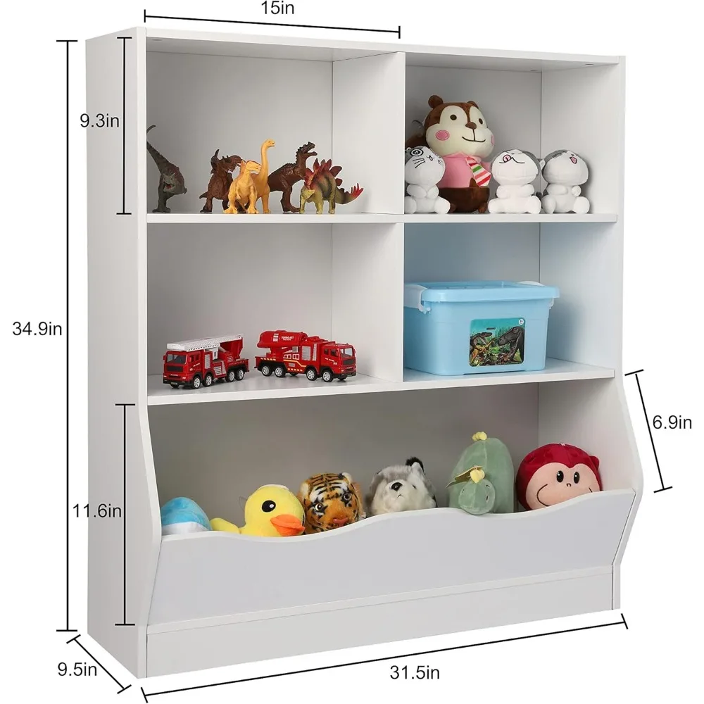 Toy Organizers and Storage, Kids Bookshelf and Bookcase for Playroom, Bedroom, Reading Nook, Toddler's Room, Nursery