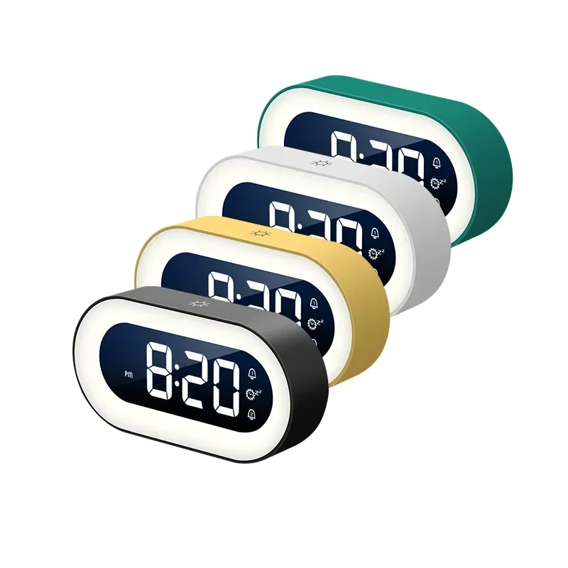 Music LED Digital Alarm Clock Voice Control Night Light Design Desktop Clocks Home Table Decoration Children Gifts