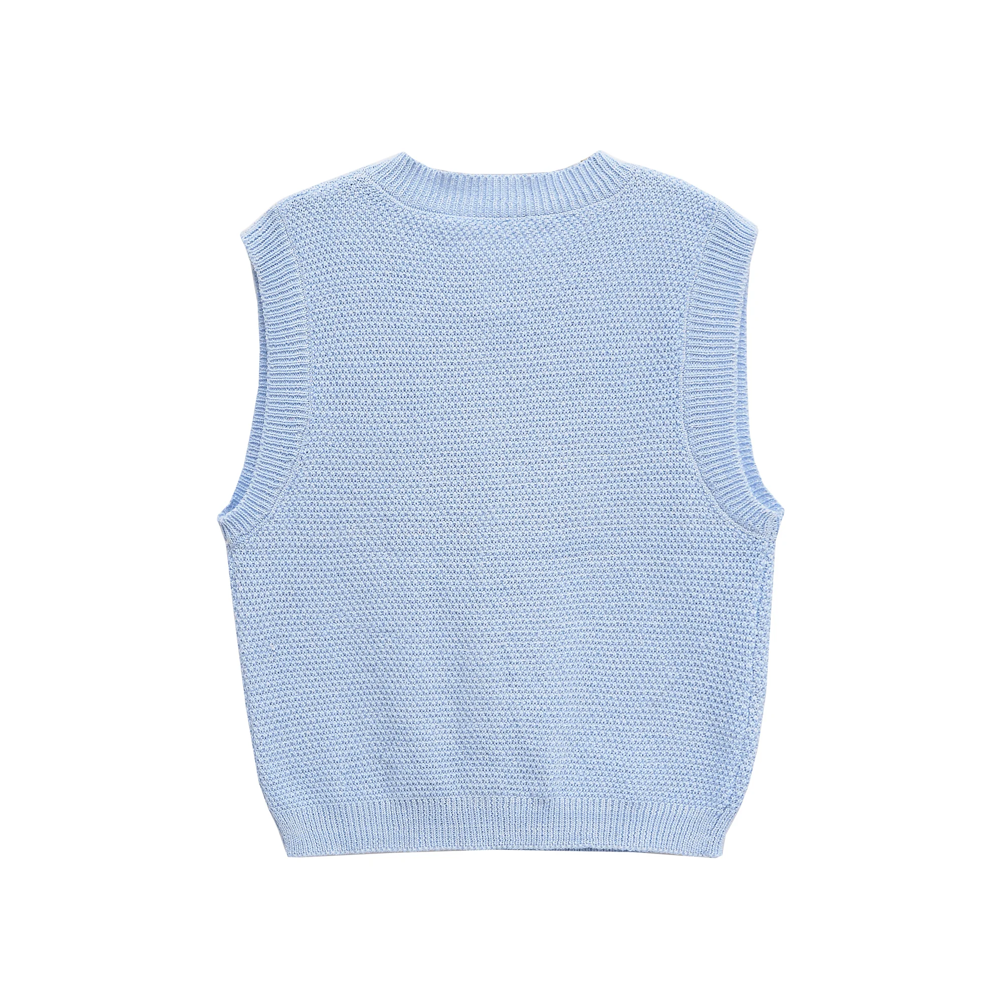 

Women's Vintage Commuter Sweater Vest Button Decoration Vest Women's Clothes Casual Ladies Sleeveless Knitted Ribbed Top 6771067