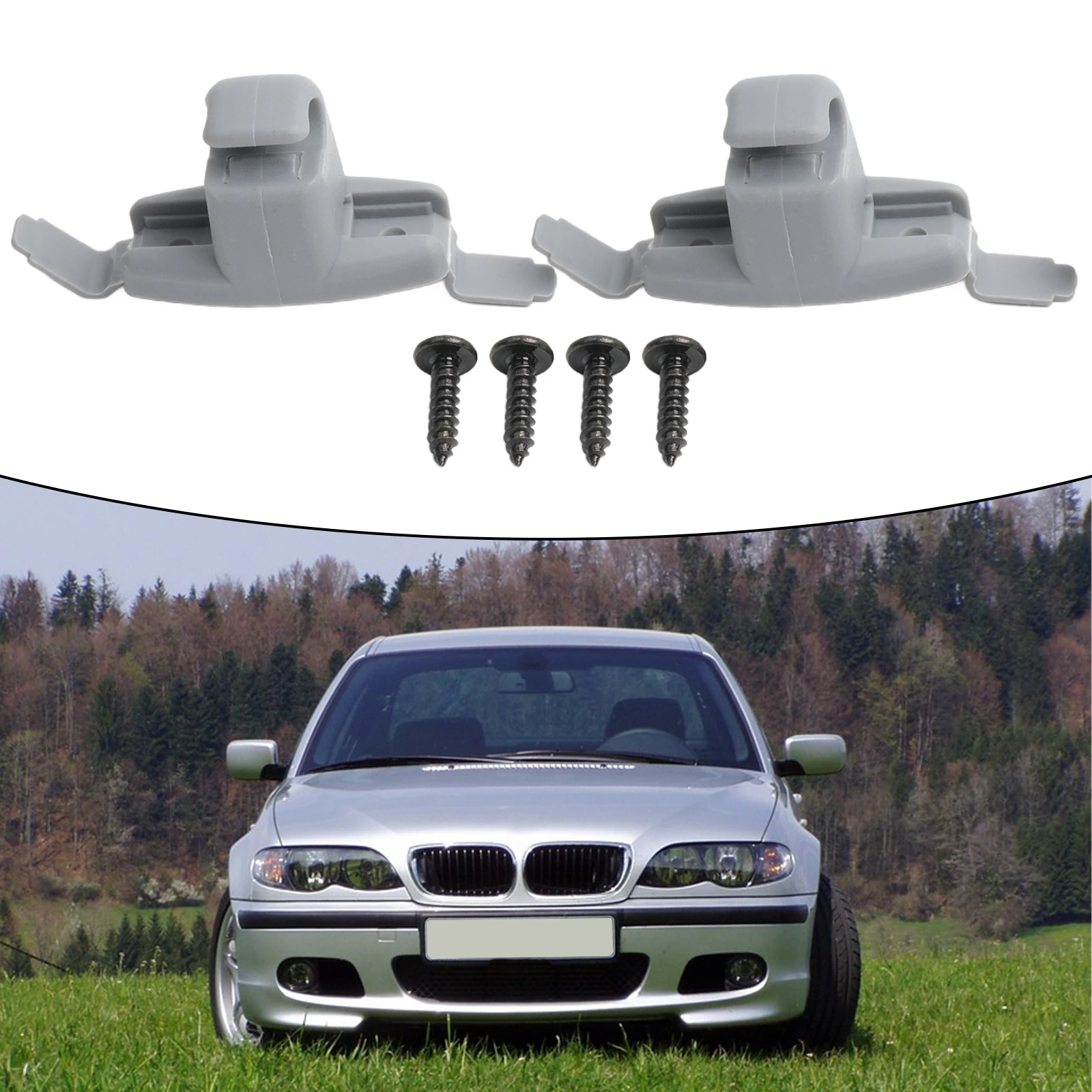 2x Grey Sun Visor Clip 51168243575 For BMW E46 323Ci 328Ci 325xi 323i 330xi Car Accessories High-quality Clip Fasteners