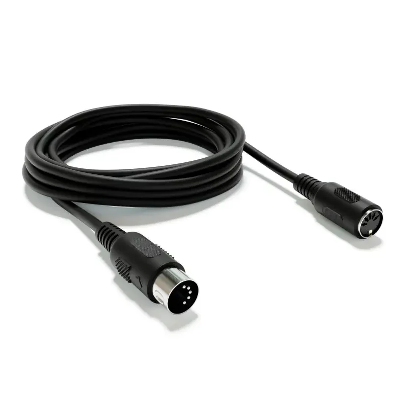 90 Degree MIDI 5pin Male To Female DIN 5pin Plug Socket Extension Cord DIN Audio Cable Leads For Speaker Plug Black 3m/1.5m 0.5m