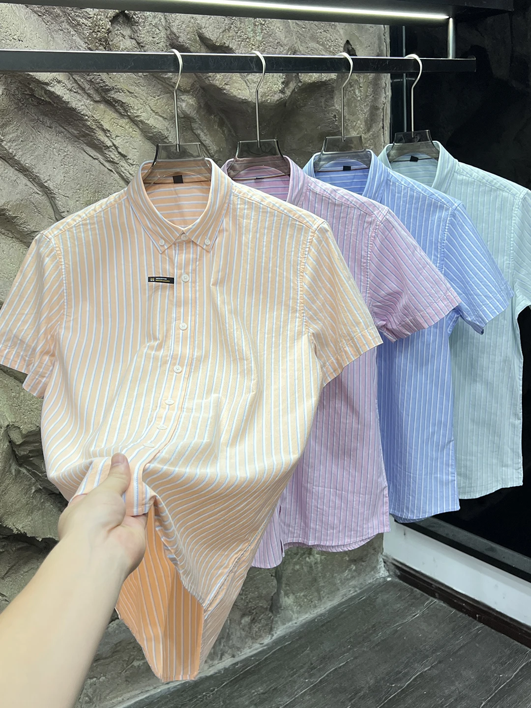 レトロストライプ柄 ウェイド純綿 メンズ ビジネス オルト スヴェ イルト 通気性 スタンドフィット 夏新作 カジュアル イルト