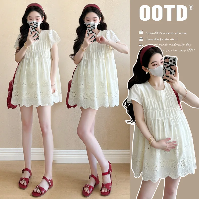 

Pregnant Women's Clothing 2025 Summer Sweet and Fashionable Set Loose Two-piece Set