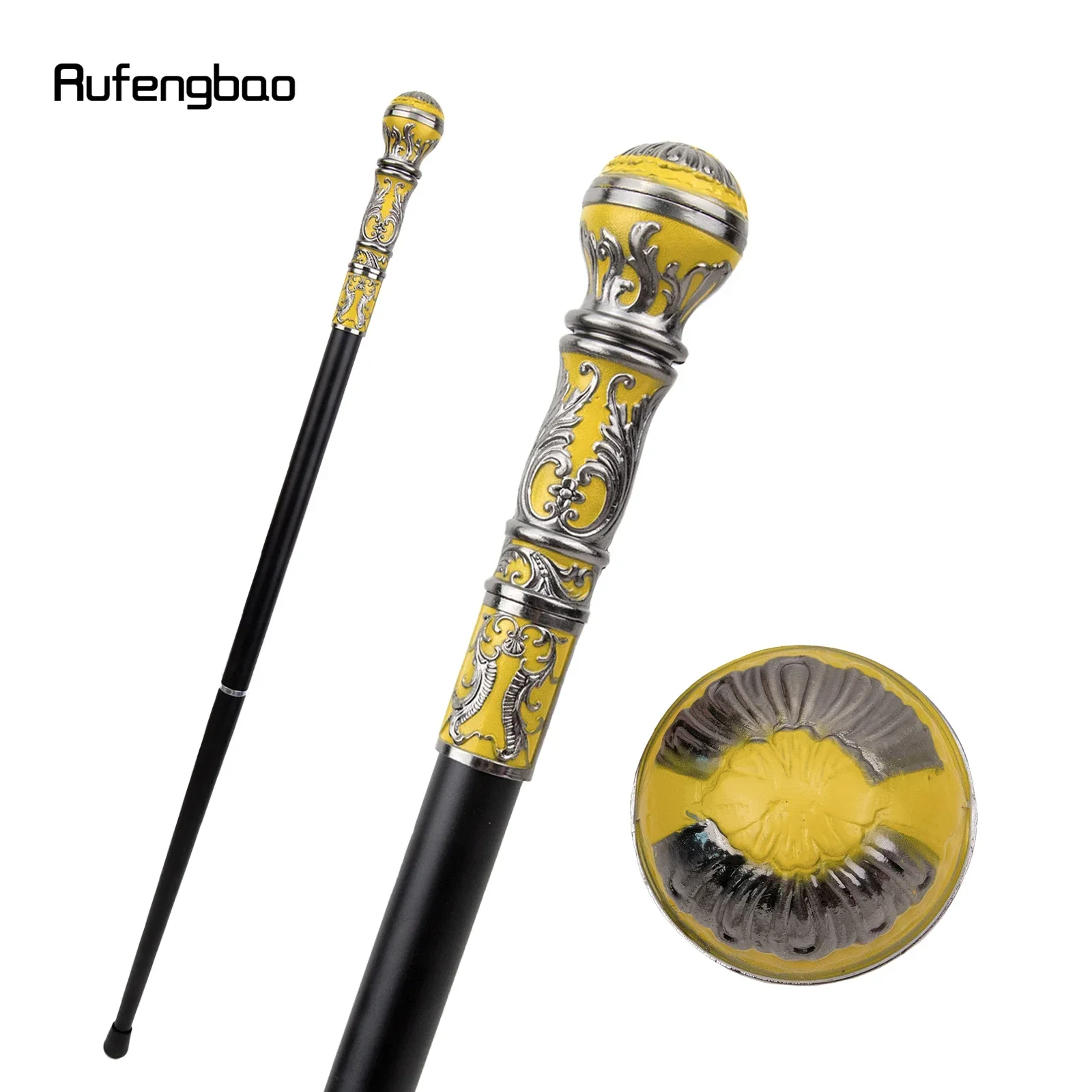 Silver Yellow Luxury Round Handle Fashion Walking Stick for Party Decorative Cane Elegant Crosier Knob Walking Stick 93cm