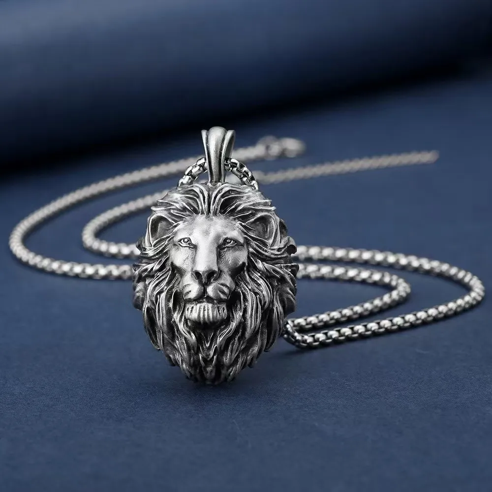 The lion head pendant necklace is very popular; it features an animal lion or a male lion and has a vintage look.
