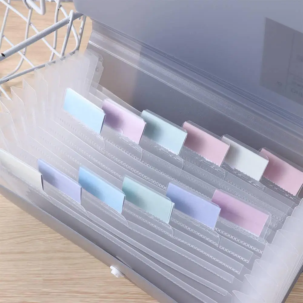 

Plastic A6 Size 13 Pockets Filing Box Accordian File Paper Holder Receipt File Document Organizer Expanding Wallet File Folder