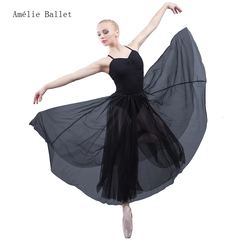 

17097 Ballet Dance Practice Skirt 2 Layers Soft Tulls for Adult & Child Rehearsal Dancewear Romantic Tutus 4 Colors Optional