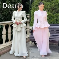 Customized Formal Dress Dearin Jewel A-line Floor Length Skirts Draped Applique Bespoke Occasion Dresses Evening Prom Gown Saudi