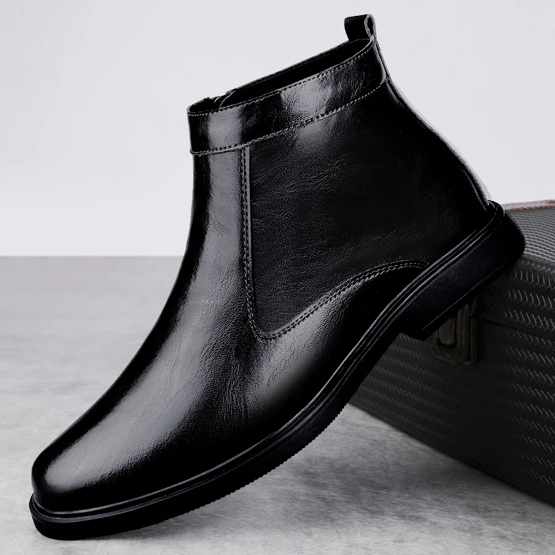 الرجال الخريف الشتاء الدافئة تشيلسي الأحذية الجانب سستة بسيطة عارضة شهم القطن الأحذية للتنقل حجم كبير (37-48) #3