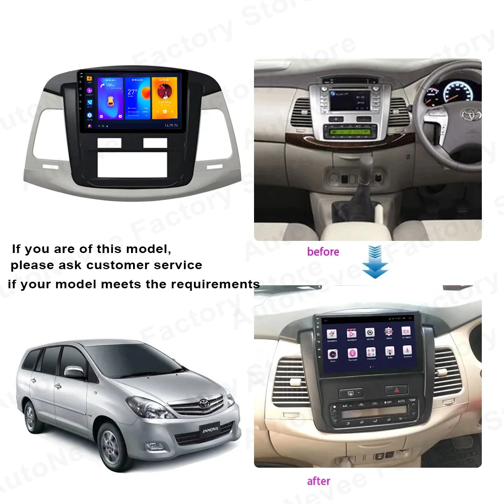 Android For  TOYOTA INNOVA 2007-2011 Multimedia Car Radio 5G DVD Wifi USB Navigation Touch Screen 9 Inch Vehicle Camera Display