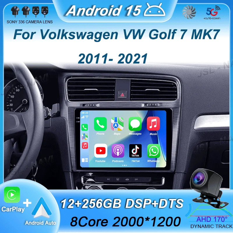 

Android 15 For Volkswagen VW Golf 7 MK7 GTI 2011-2021 Car Radio Carplay HD Multimedia Auto Qualcomm GPS Stereo Video Player 2din