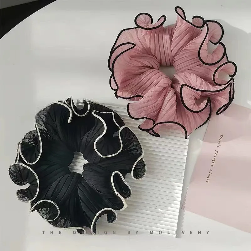 Elegant Chic French Chiffon Hair Scrunchies Woman Elastic Head Rope Pleated Elastic Hair Bands Springs Korean Hair Accessories