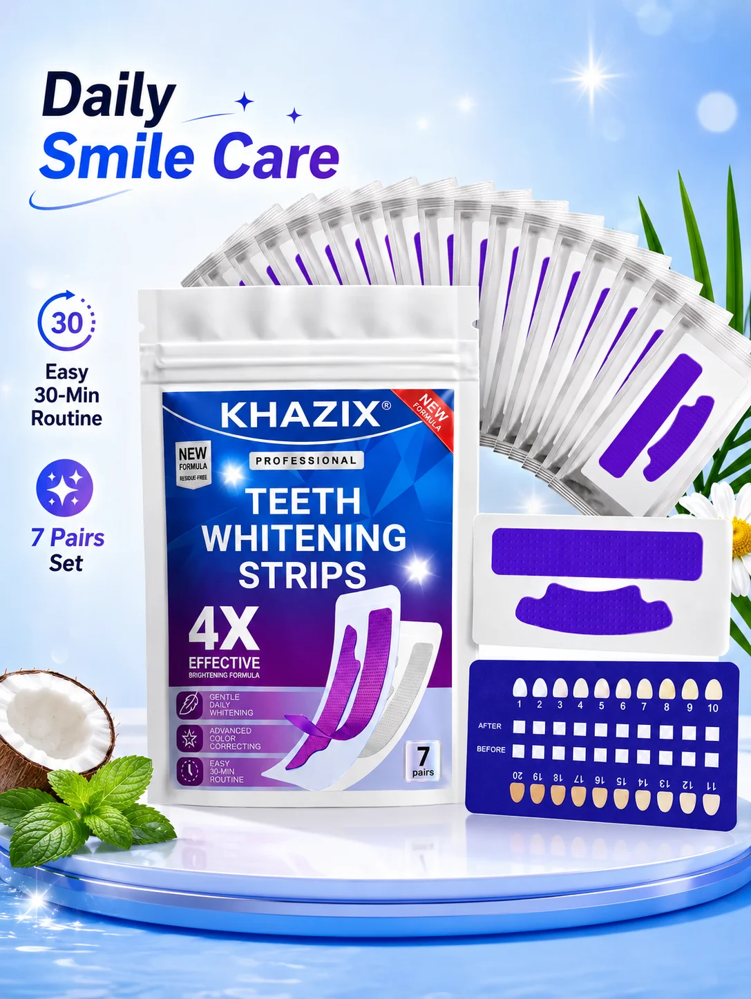 7 Pairs Dental Care Strips Oral Hygiene Teeth Patch Fresh Breath Mouth Cleaning Strips for Daily Use