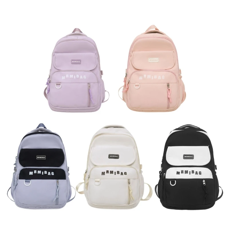 

Trendy Contrast Color Spliced Backpack Student Girls Large Capacity School Bookbag Adult Teens Casual Travel Laptop Rucksack