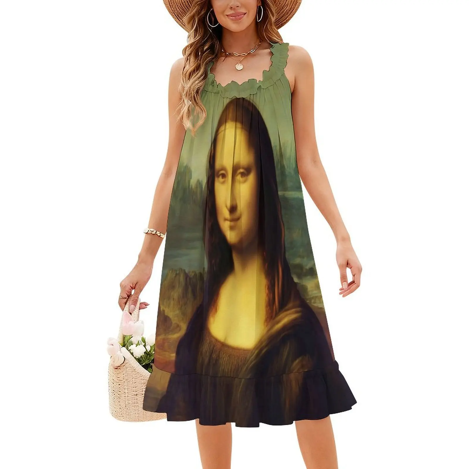 

Мона Лиза - подробное и восстановленное платье с вырезом в форме сердца, элегантное летнее праздничное платье для женщин, цифровое восстановление, Мона Лиза