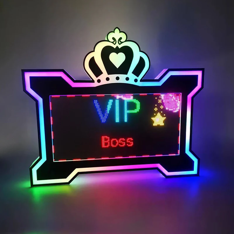 

New LED light-up screen colorful crown hand-held sign billboard for bars and KTVs, programmable scrolling text sign
