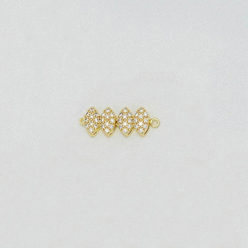 4 Pcs Copper Plated Long Bend Connector for Diy Necklace Bracelet Charm Making Accessories Inlay Large Zircon Jewelry Wholesale