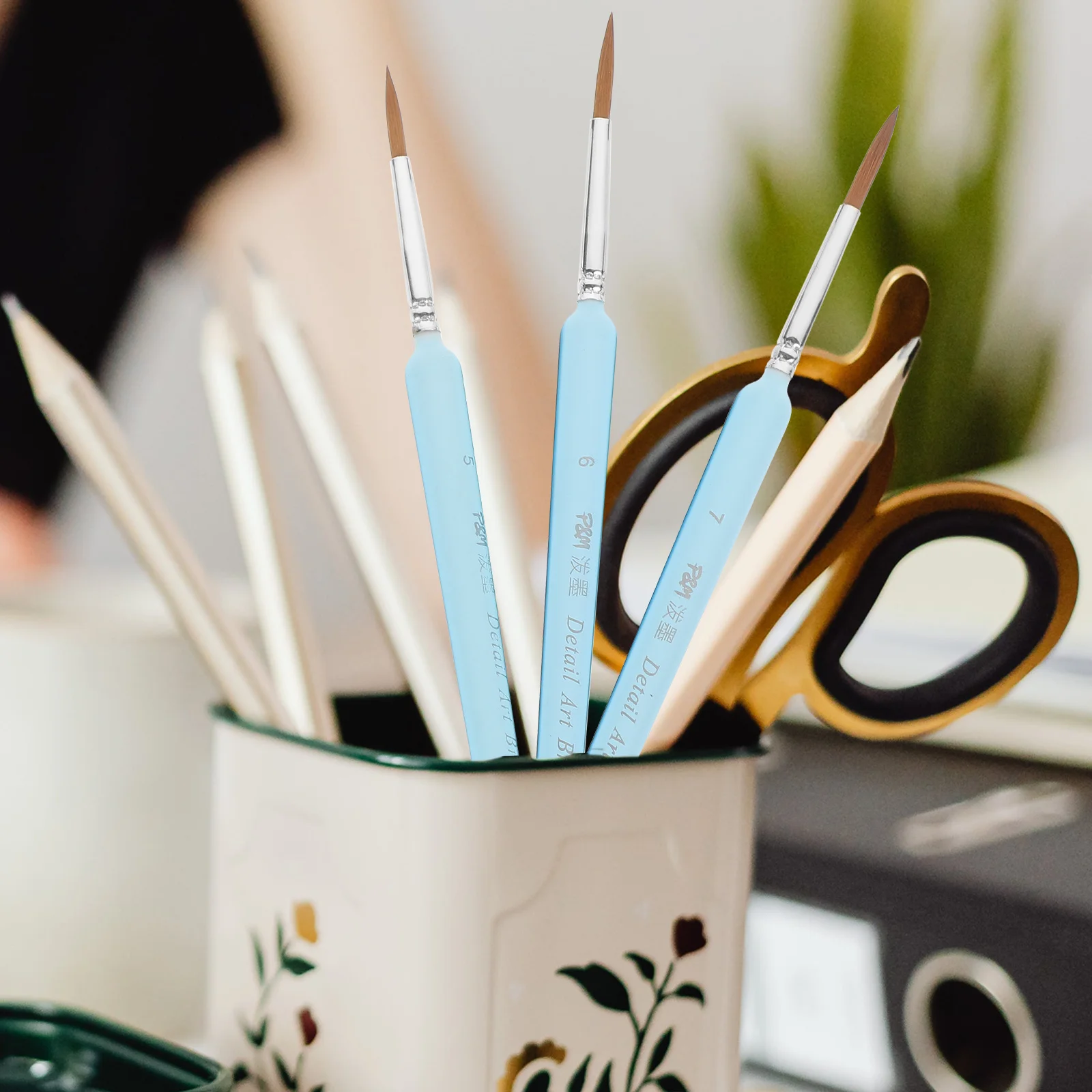 

11Pcs Art Brush Set Thin Fine Tip Painting Brushes for Detailed Work in Acrylic Oil Watercolor Miniature Rock Nail Body Painting