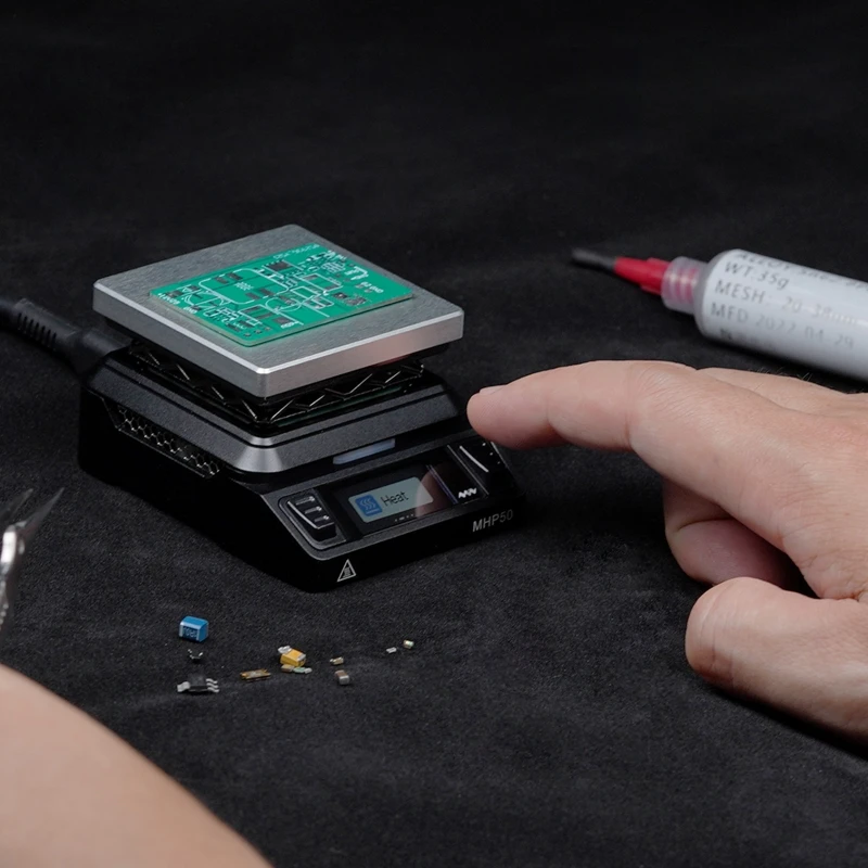 MINIWARE MHP50 Mini Hot Plate Preheater 50*50mm Heating Area Constant Temperature Heating Table 350℃ Intelligent Heating Tool