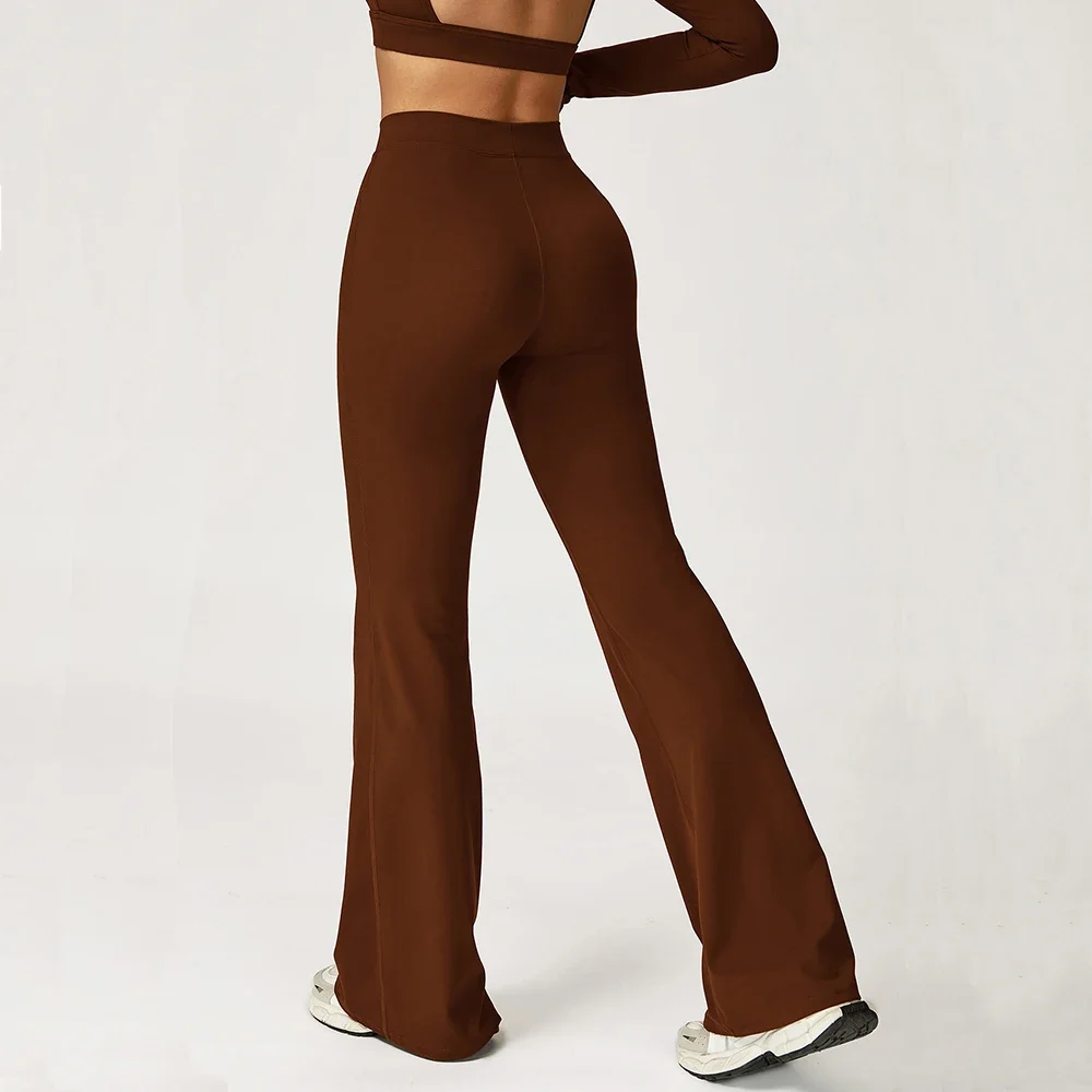 

Women Gym Fitness Bell-bottoms High Elastic Yoga Leggings High Waist Wide Leg Sports Pants Female Running Workout Flared Pants