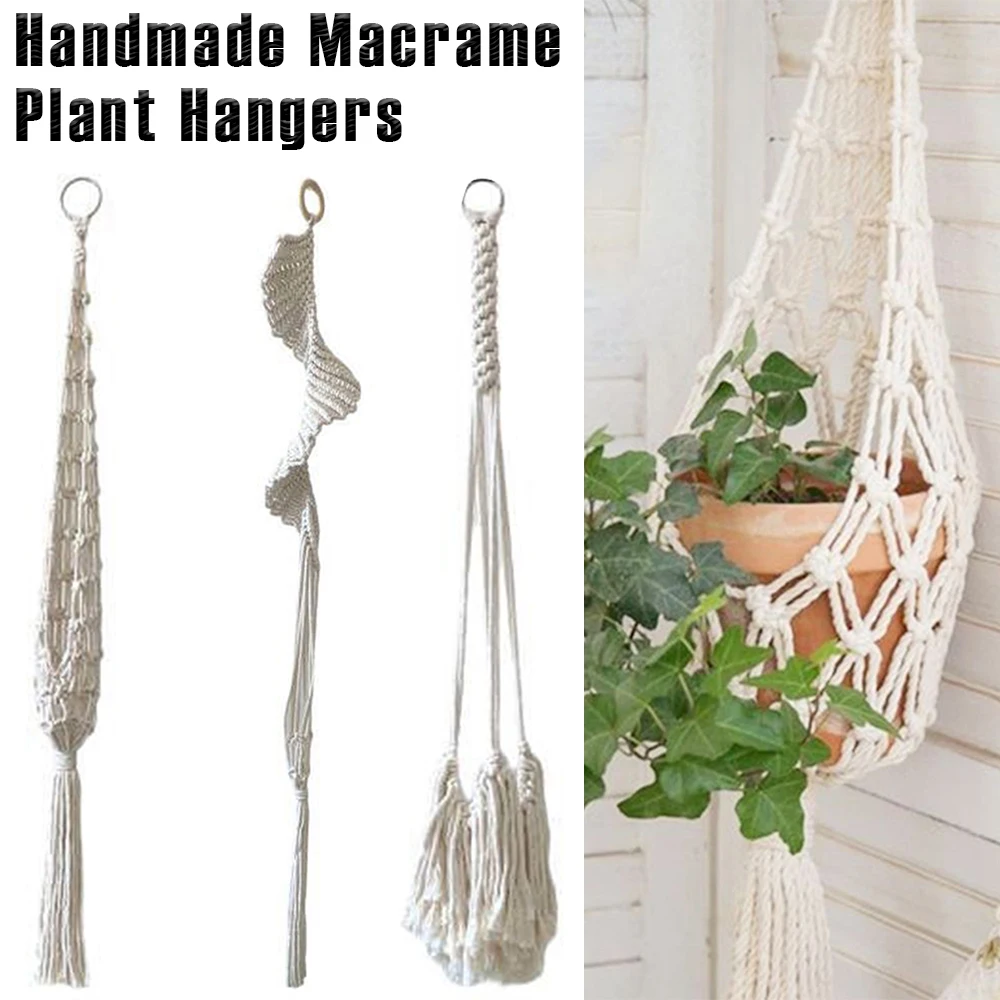 Handmade Macrame Plant Hangers Hanging Cotton Rope Hanging Planter Garden Plant Pot Holder Decor for Indoor Living Room Balcony