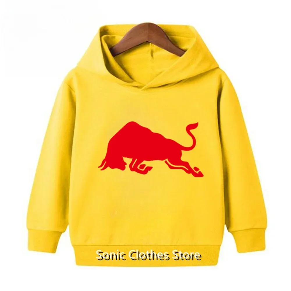 2024 Fashion Red Bull Hoodie Kids Clothes Girls Clothing Jersey Baby Boys Clothes Autumn Warm Sweatshirt Children Tops