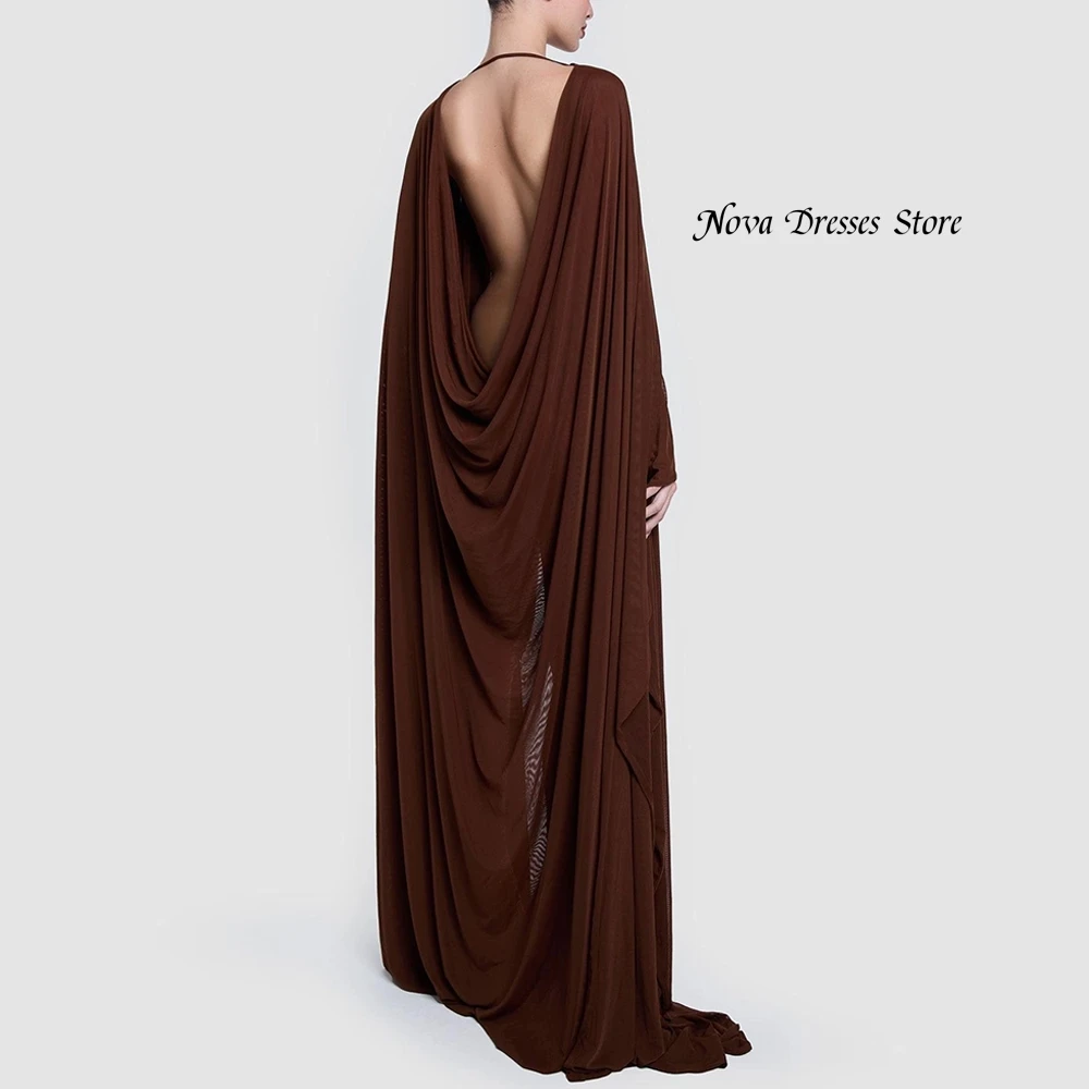 High Quality Chiffon Evening Dresses  O-Neck Long Sleeves Shawl Customized Homecoming Dresses Pleats Special Occasion Gowns image 5