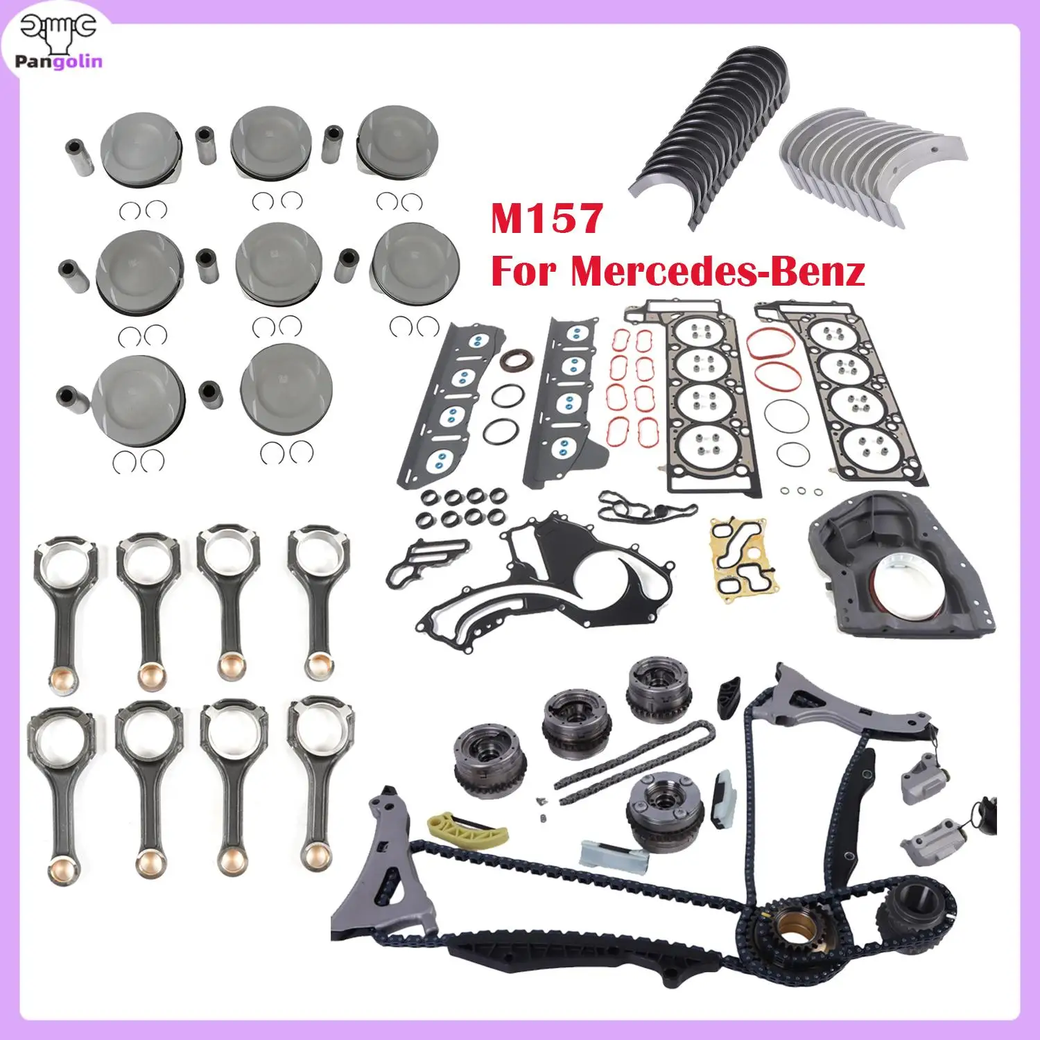 

Комплект для восстановления двигателя для Mercedes-Benz E63 G63 S63 AMG W212 W463 W222 M157 5.5T V8 2780301317 1570300517 2780504900 2780300060