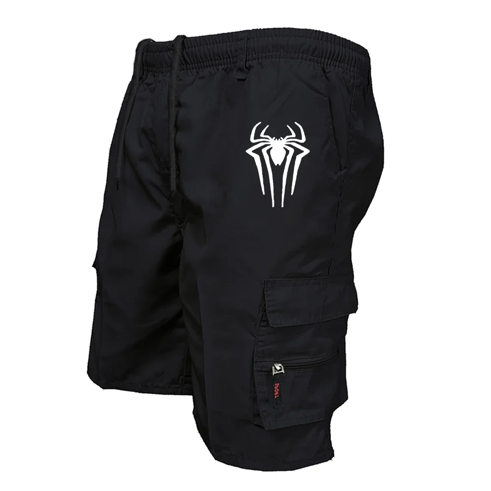 Herren Cargo-Shorts mit Spinnenmuster, Outdoor-Overalls, elastische Taille, Radlerhose, Multi-Pocket, lockere Arbeitshose, Strand- und Sportshorts – Detail 3