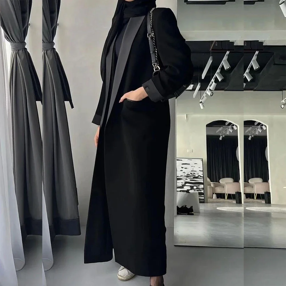 Elegante donna nera abbigliamento scialle bavero giacca formale 1 pezzo blazer business capispalla quotidiano abiti Abaya su misura