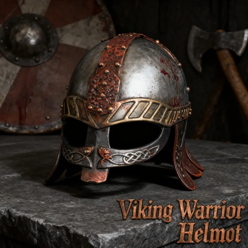 Casco Vikingo con Cuernos, Accesorio de Disfraz Medieval Renacentista para Cosplay y LARP