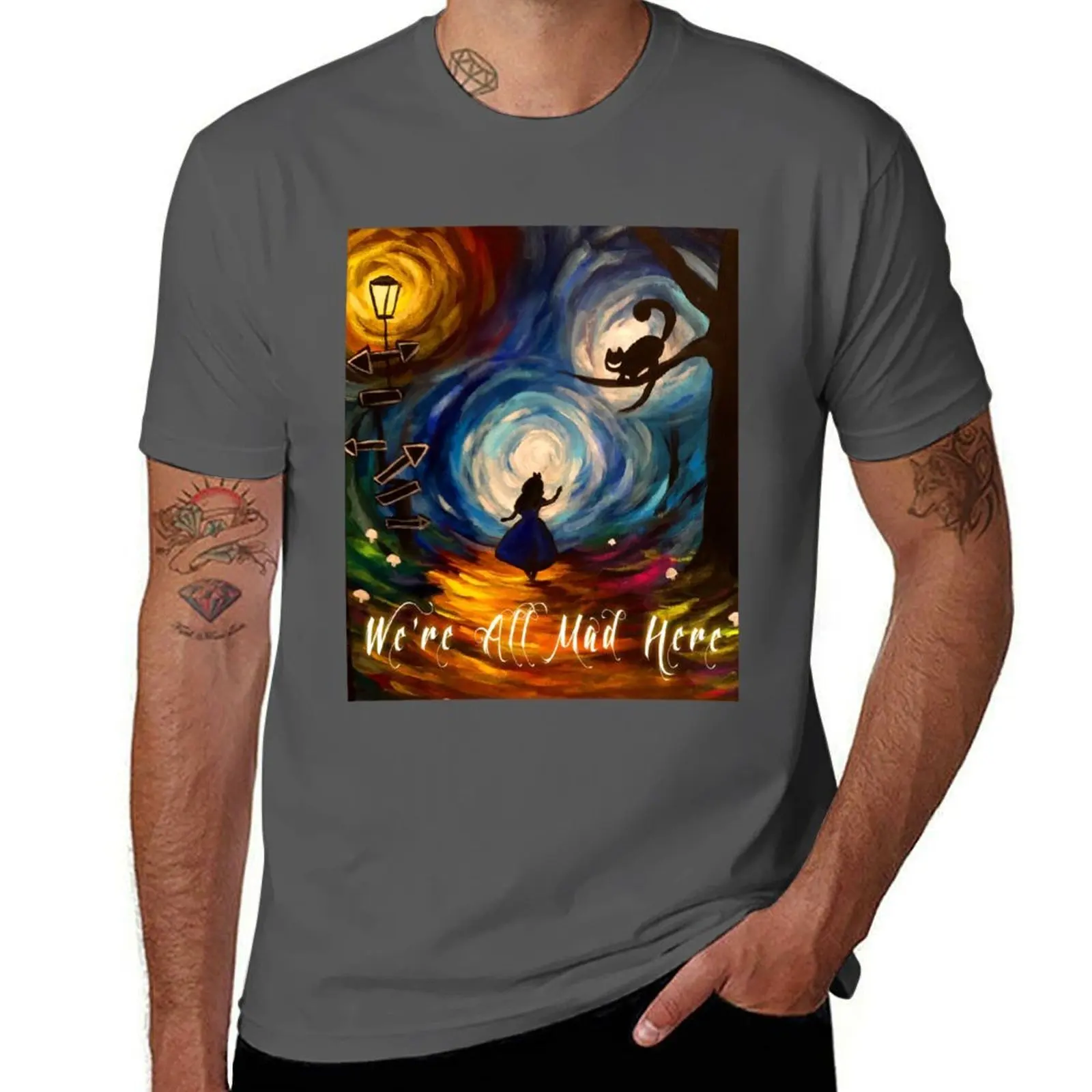 

We’re All mad here T-Shirt anime t shirts oversize cotton t shirt pack T-Shirt