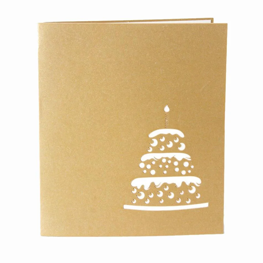 

3D Up Birthday Cards Creative Greeting Gold Gift For Family Friends Elderly Wedding Christmas Graduation Thank You Blessing