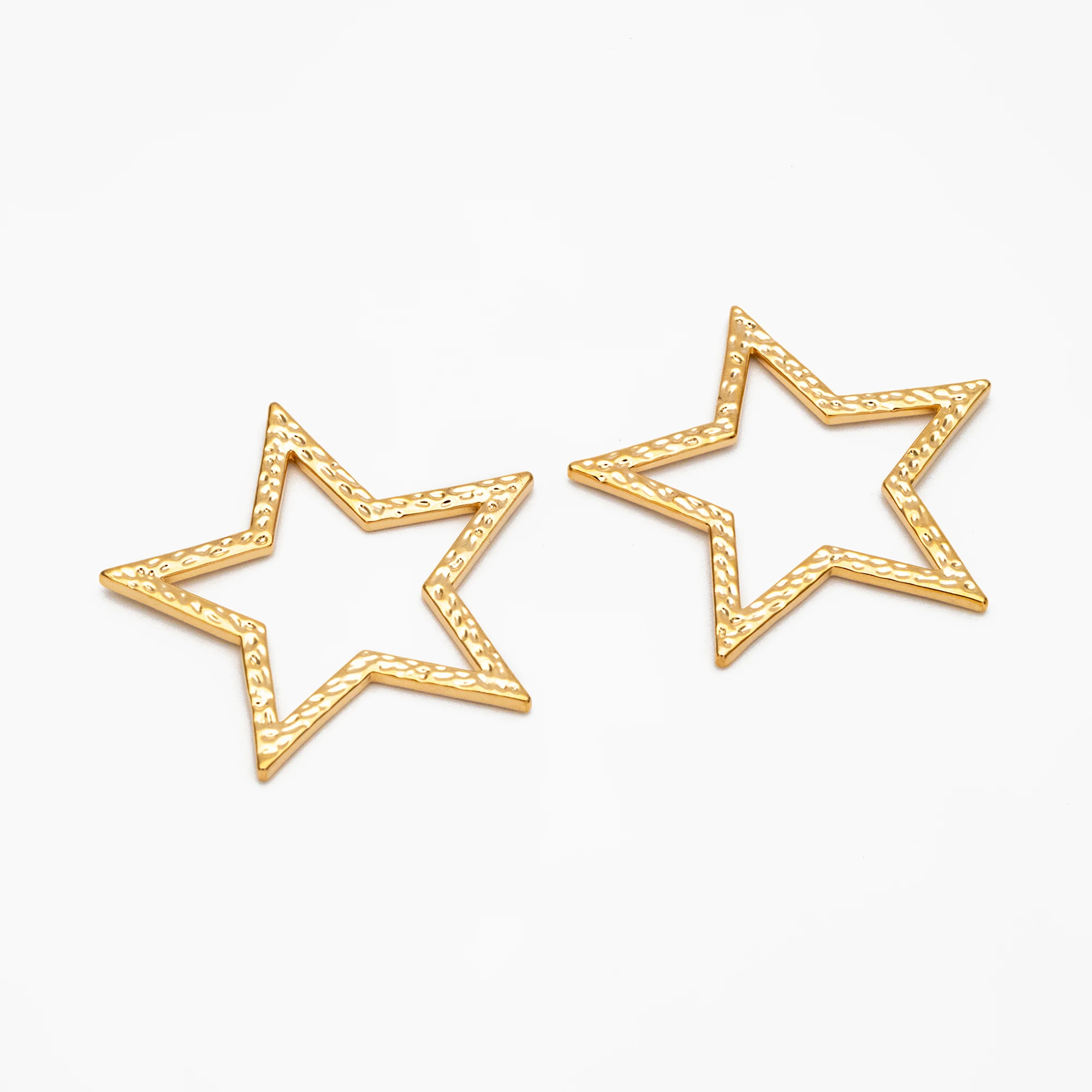 

10pcs Gold Hammered Star Link Charms 36x37mm, Gold Plated Brass Geometric Pendants, For Jewelry Making Diy Accessories (GB-3930)