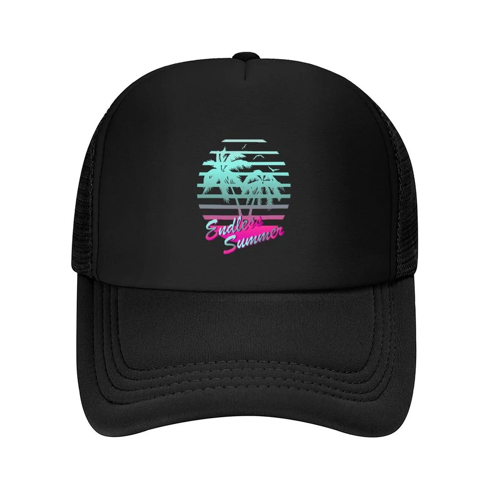 

Retro 80s Tropical Sun Vaporwave Blue Endless Summer Baseball Cap Trucker Cap Ball Cap beach hat Golf Women Men's