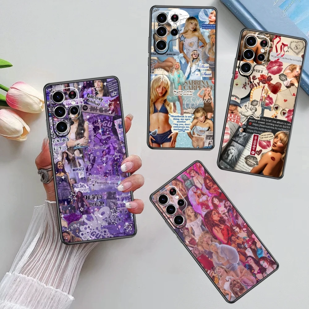 Popular singers Sabrina Carpenter Phone Case For Samsung Galaxy S24 S23 S22 S21 S20 Plus Ultra Note20 Soft Black Phone Cover