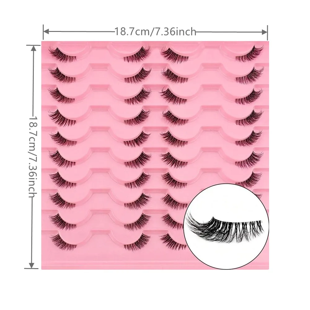20 Pairs Half-Eye Lashes - Natural Look, reusable, Perfect for Daily Use， Enhance Your Look Instantly，Wispy  and  Fluffy Style