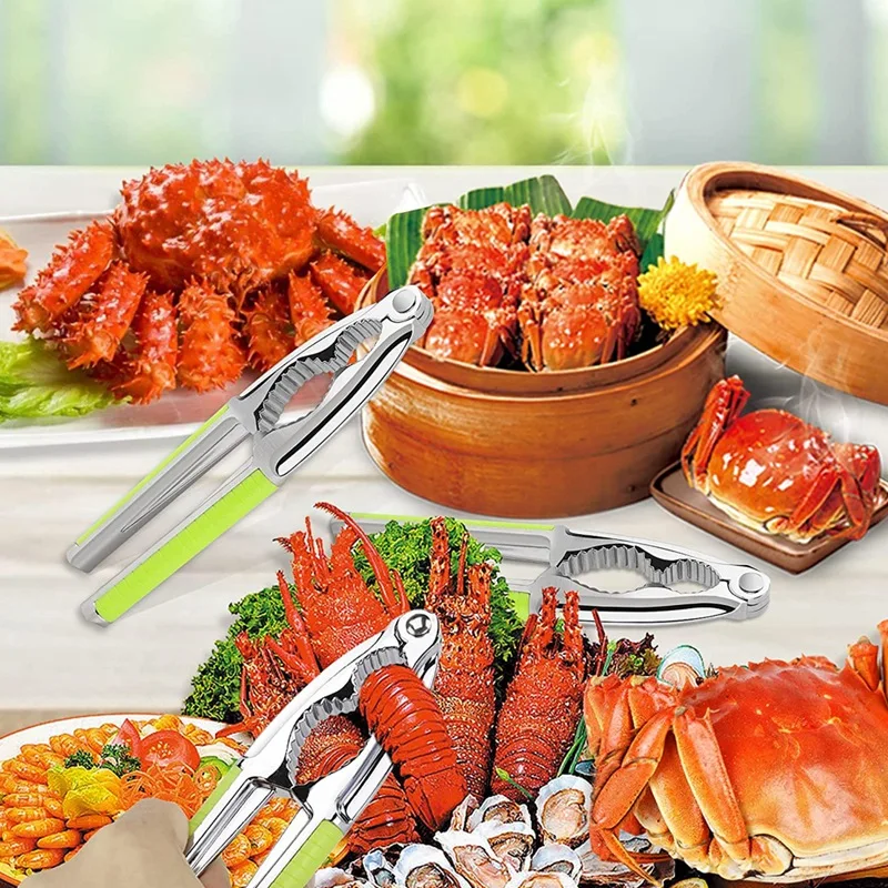 

5 шт. крабовый крекер, набор инструментов и инструментов для морепродуктов, крабовые ножки, крекер для омаров, орехи, печенье, домашняя открывалка, кухонный инструмент, зеленый