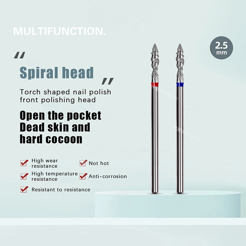 1 قطعة لهب تورنادو مسمار لقمة ثقب 3/32 "الماس قاطعة المطحنة ل Manicare الروتاري مسمار بت بشرة نظيفة لدغ مسمار أداة