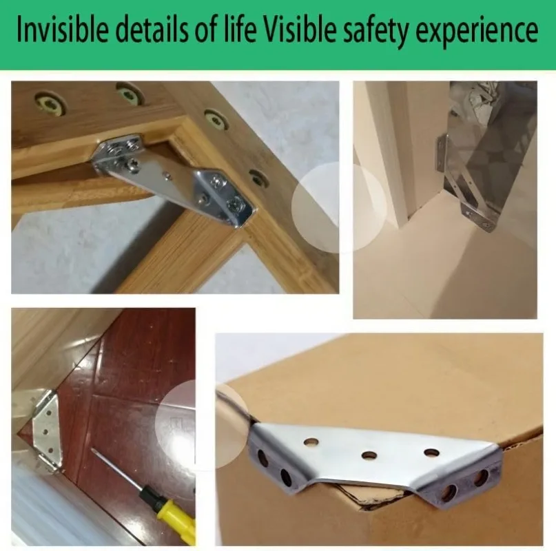 Conector de esquina Universal para muebles, soportes de esquina de acero inoxidable para estante angular de gabinete, Kits de soporte fijo con tornillo