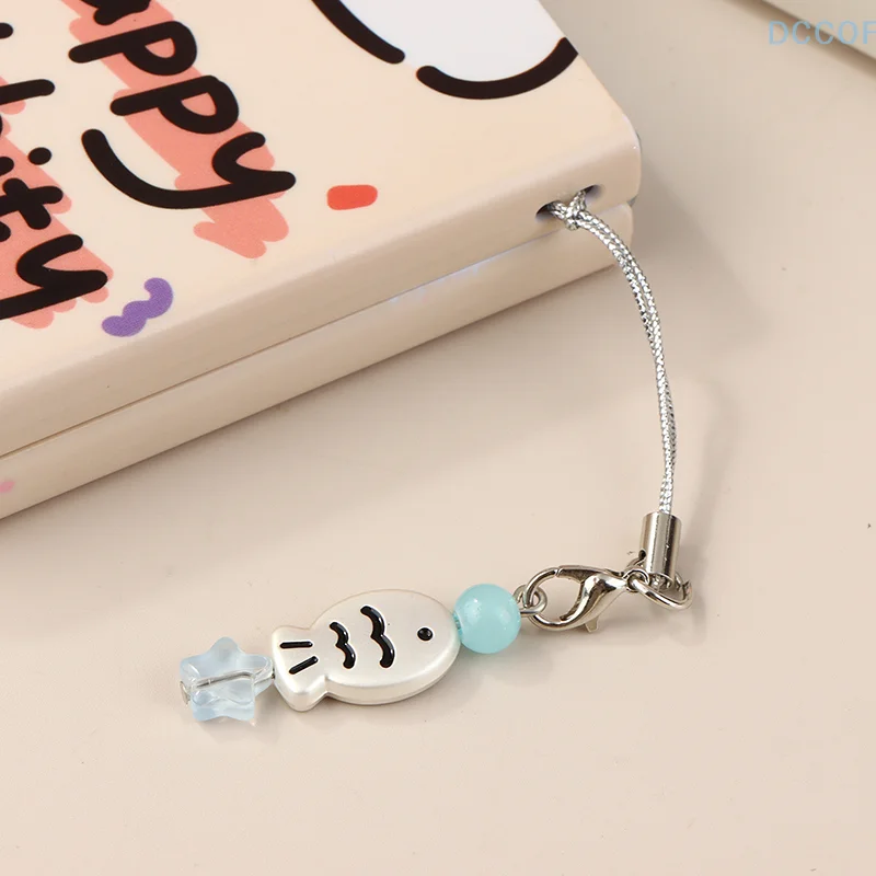 

Cute Little Fish Phone Lanyard Cartoon Taiyaki Beaded Mobile Phone Chain Cellphone Strap Keycord For Girl Gifs