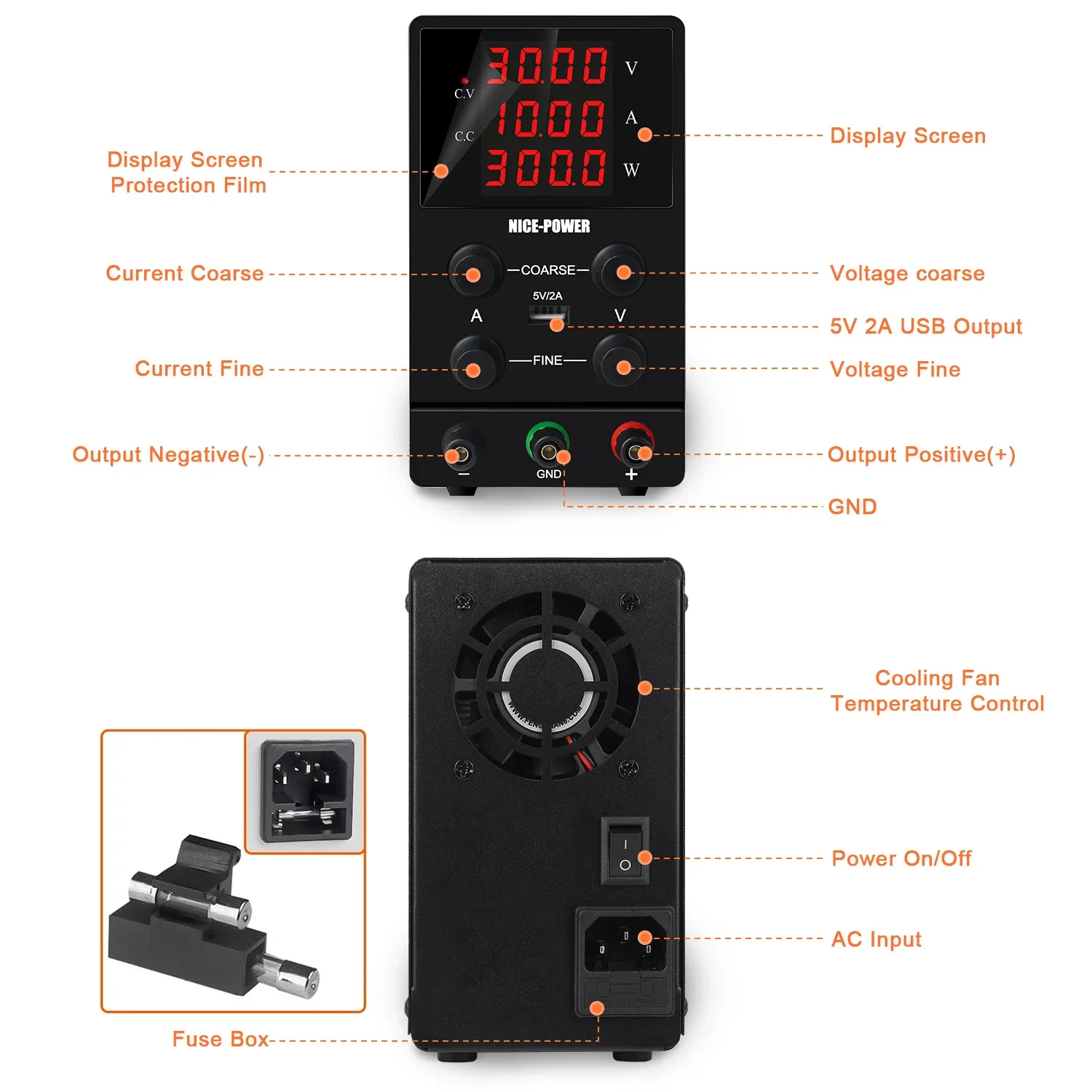 SPS3010 30V10A 15V12V5V Lab AC Power Supply Lithium Battery Charging Circuit Board Device Short Circuit Burn-in Test