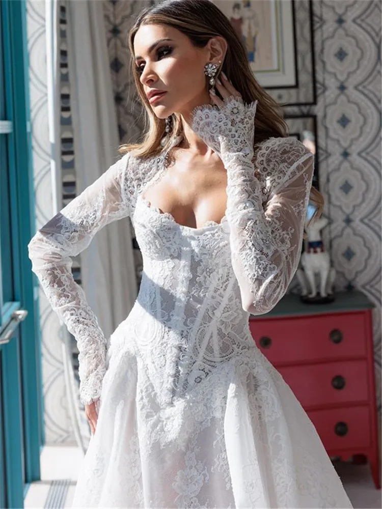 Lace Wedding Dress Vestidos De Novia Manga Larga Vestido Elegante 2024 Alta Calidad Boda Abito Da Sposa Brautkleid Hochzeit