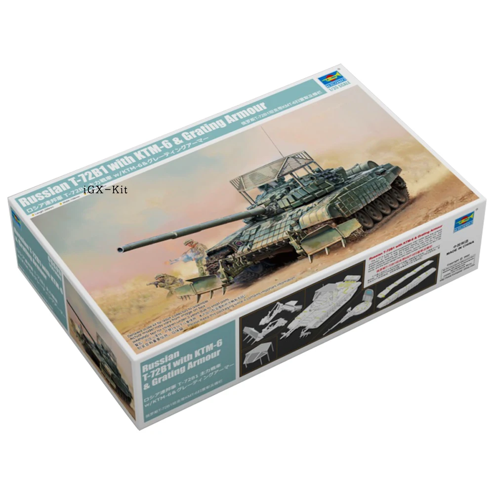 Trumpeter 09609 1/35 Russian T-72B1 Tank W/ KMT-6 mine Plow And Fence Assembly Plastic Military Toy Handmade Model Building Kit