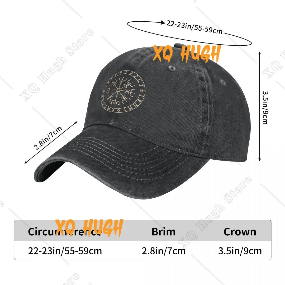 Runic Compass Vegvisir Celtic Unisex Baseball Cap Washed Cotton Cap Vintage Casual Outdoor Sports Hat