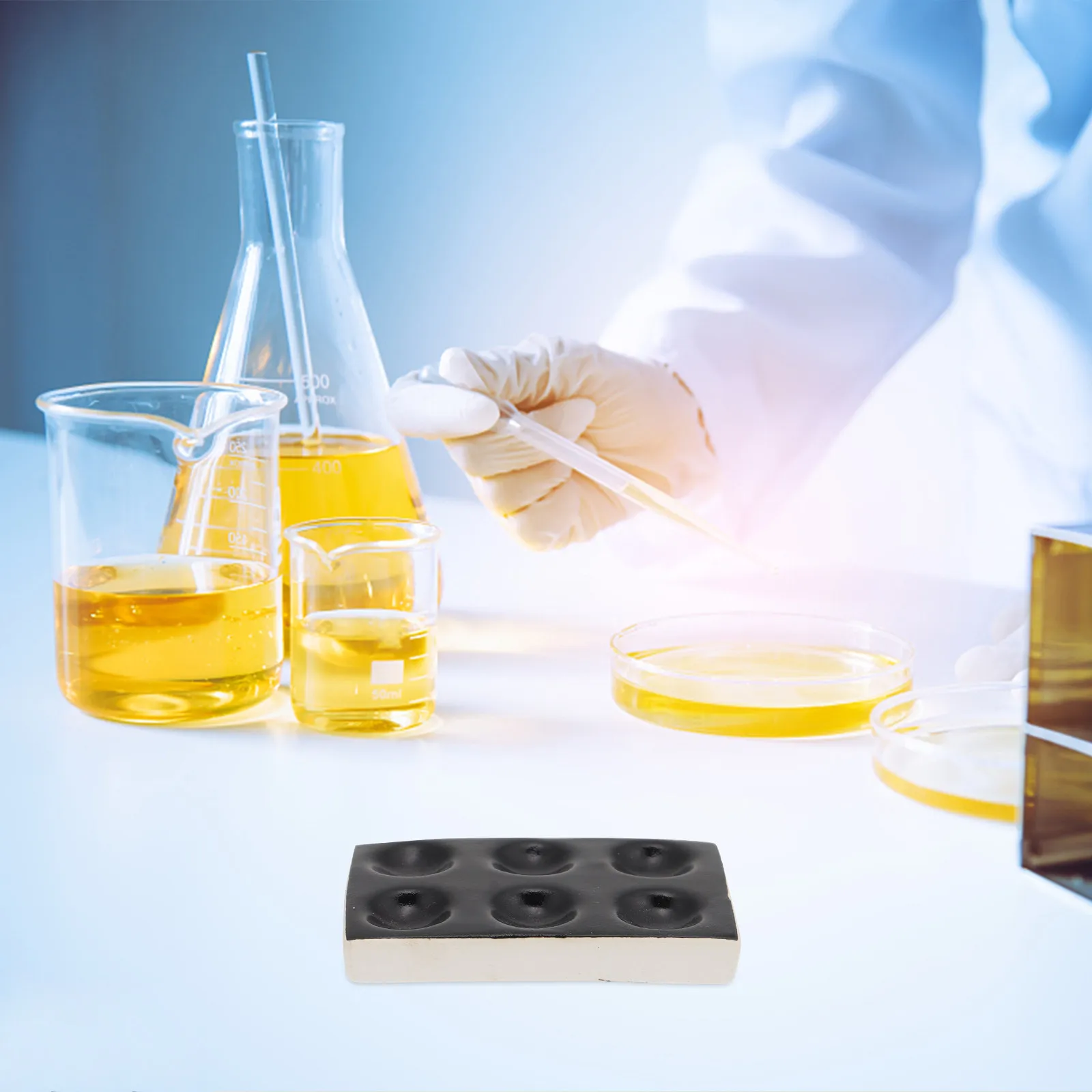 1Pcs Ceramic Reaction Plates 6 Hole Porous Design Smooth Surface Easy Experiment Well Plate for Chemistry Teaching