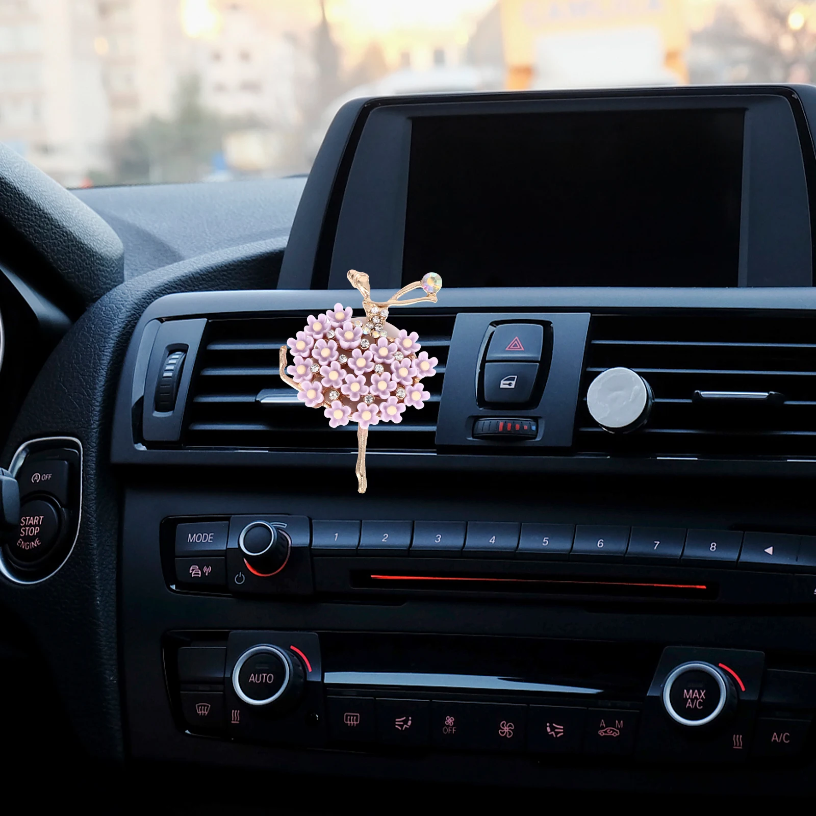 

2 pcs Ballet Girl Shape Zinc Alloy Car Air Vent Freshener Aroma Clip Diamond Perfume Decor Scented Charm Ornament
