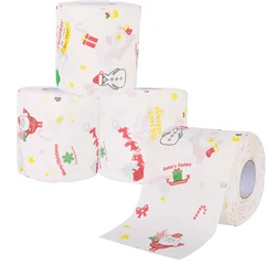 4 Rolls Christmas Themed Santa Toilet Rolls Merry Christmas Toilet Paper Santa Claus Snowman Christmas Tree Bells Printed Toilet