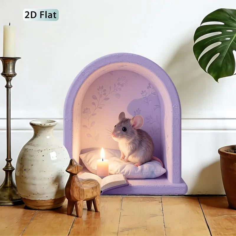 VIKAMA Cozy Mouse Pillow Candle Wall Sticker Xmas Warm Self-Adhesive Decor for Living Room Bedroom Dorm